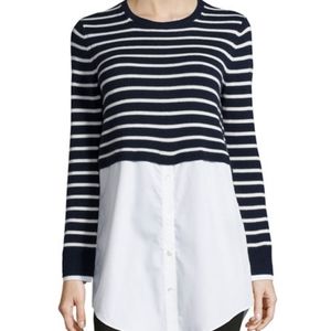 NWOT THEORY Rymlia Layered Striped Sweater